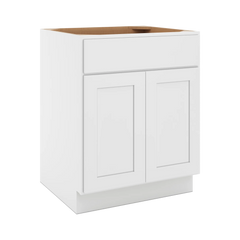 CNC Luxor White 27" W 1 Drawer Double Door Base Cabinet W/ 2 Pullout Shelf