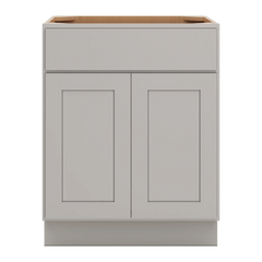 CNC Luxor Misty Grey 27" W 1 Drawer Double Door Base Cabinet W/ 2 Pullout Shelf