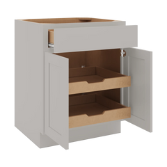 CNC Luxor Misty Grey 27" W 1 Drawer Double Door Base Cabinet W/ 2 Pullout Shelf