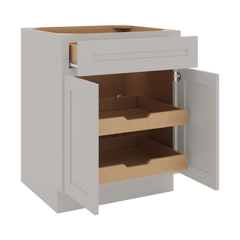 CNC Luxor 5-Piece Misty Grey 27" W 1 Drawer Double Door Base Cabinet W/ 2 Pullout Shelf