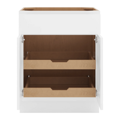 CNC Luxor White 27" W 1 Drawer Double Door Base Cabinet W/ 2 Pullout Shelf