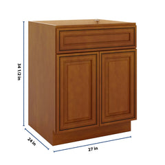 J&K Mocha Glazed K10 Double Door Standard Base Cabinet - 27" W