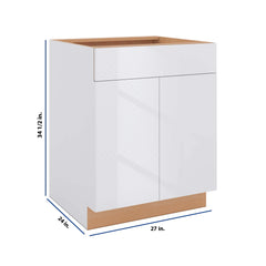 Modernform Cabinet Gloss White 27" W X 34 1/2" H X 24" D Double Door Base Cabinet