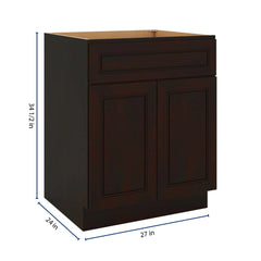 J&K Espresso K8 Double Door Standard Base Cabinet - 27" W
