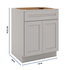 CNC Luxor 5-Piece Misty Grey 27" W 1 Drawer Double Door Base Cabinet