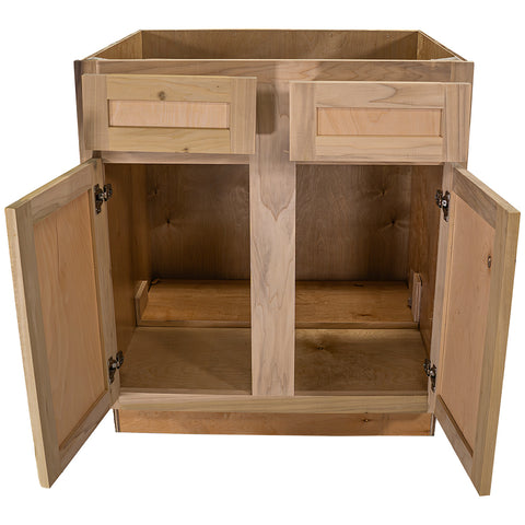 Kitchen Base Cabinet | Unfinished Poplar | Shaker Style | 30"