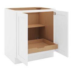 CNC Luxor 5-Piece White 30" W Full Height Double Door Base Cabinet W/ 1 Pullout Shelf