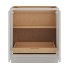 CNC Luxor 5-Piece Misty Grey 30" W Full Height Double Door Base Cabinet W/ 1 Pullout Shelf