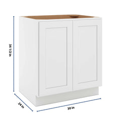 CNC Luxor 5-Piece White 30" W Full Height Double Door Base Cabinet W/ 2 Pullout Shelf