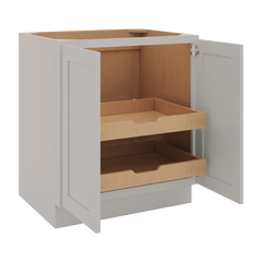 CNC Luxor 5-Piece Misty Grey 30" W Full Height Double Door Base Cabinet W/ 2 Pullout Shelf