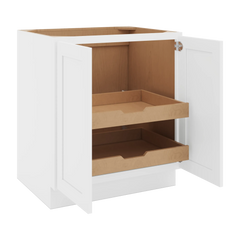 CNC Luxor 5-Piece White 30" W Full Height Double Door Base Cabinet W/ 2 Pullout Shelf