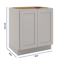 CNC Luxor 5-Piece Misty Grey 30" W Full Height Double Door Base Cabinet