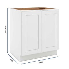 CNC Luxor 5-Piece White 30" W Full Height Double Door Base Cabinet