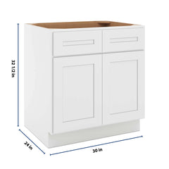 CNC Luxor 5-Piece White 30" W X 32 1/2" H Double Door 2 Drawer Base Cabinet