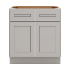 CNC Luxor 5-Piece Misty Grey 30" W X 32 1/2" H Double Door 2 Drawer Base Cabinet