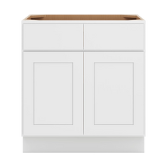 CNC Luxor White 30" W X 32 1/2" H Double Door 2 Drawer Base Cabinet
