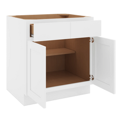 CNC Luxor White 30" W X 32 1/2" H Double Door 2 Drawer Base Cabinet