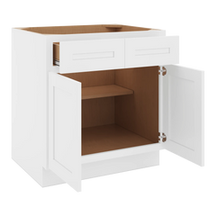 CNC Luxor 5-Piece White 30" W X 32 1/2" H Double Door 2 Drawer Base Cabinet