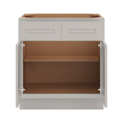 CNC Luxor 5-Piece Misty Grey 30" W X 32 1/2" H Double Door 2 Drawer Base Cabinet