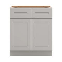 CNC Luxor 5-Piece Misty Grey 30" W 2 Drawer Double Door Base Cabinet W/ 1 Pullout Shelf