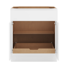 CNC Luxor White 30" W 2 Drawer Double Door Base Cabinet W/ 1 Pullout Shelf