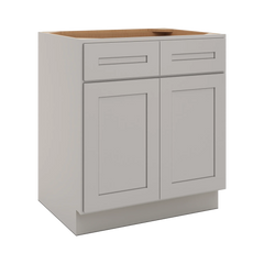 CNC Luxor 5-Piece Misty Grey 30" W 2 Drawer Double Door Base Cabinet W/ 2 Pullout Shelf