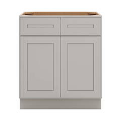 CNC Luxor 5-Piece Misty Grey 30" W 2 Drawer Double Door Base Cabinet W/ 2 Pullout Shelf