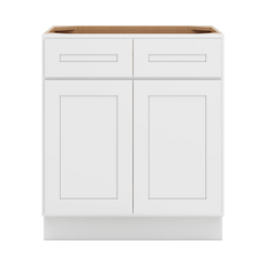 CNC Luxor 5-Piece White 30" W 2 Drawer Double Door Base Cabinet W/ 2 Pullout Shelf
