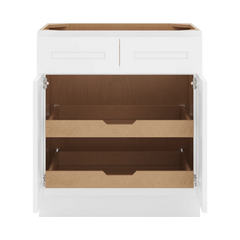 CNC Luxor 5-Piece White 30" W 2 Drawer Double Door Base Cabinet W/ 2 Pullout Shelf