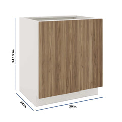 Modernform Cabinet Walnut 30" W X 34 1/2" H X 24" D Full Height Double Door Base Cabinet