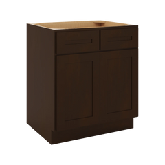 CNC Luxor Espresso 30" W 2 Drawer Double Door Base Cabinet
