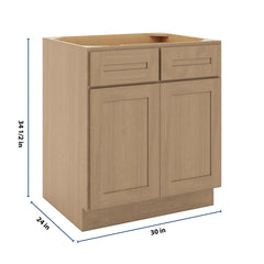 CNC Luxor 5-Piece Harvest 30" W 2 Drawer Double Door Base Cabinet