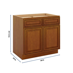 J&K Mocha Glazed K10 Double Door Standard Base Cabinet - 30" W