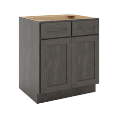 CNC Luxor 5-Piece Smoky Grey 30" W 2 Drawer Double Door Base Cabinet