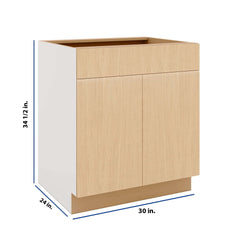 Modernform Cabinet Natural Oak 30" W X 34 1/2" H X 24" D Double Door Base Cabinet