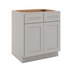 CNC Luxor 5-Piece Misty Grey 30" W 2 Drawer Double Door Base Cabinet