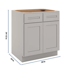 CNC Luxor 5-Piece Misty Grey 30" W 2 Drawer Double Door Base Cabinet