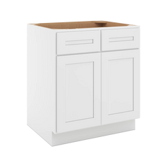 CNC Luxor 5-Piece White 30" W 2 Drawer Double Door Base Cabinet