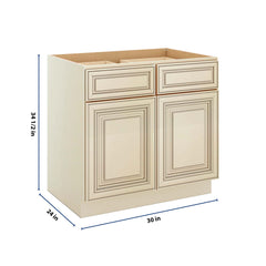 J&K Creme Glazed A7 Double Door Standard Base Cabinet - 30" W