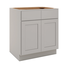 CNC Luxor Misty Grey 30" W 2 Drawer Double Door Base Cabinet