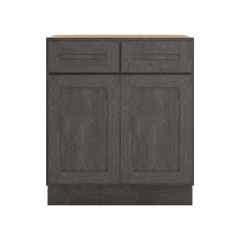 CNC Luxor 5-Piece Smoky Grey 30" W 2 Drawer Double Door Base Cabinet