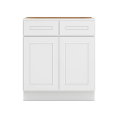 CNC Luxor 5-Piece White 30" W 2 Drawer Double Door Base Cabinet