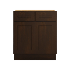 CNC Luxor Espresso 30" W 2 Drawer Double Door Base Cabinet