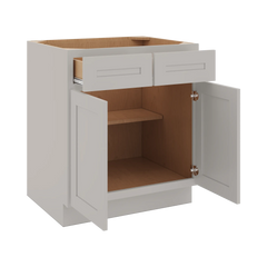 CNC Luxor 5-Piece Misty Grey 30" W 2 Drawer Double Door Base Cabinet