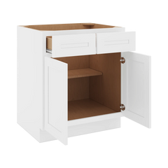 CNC Luxor 5-Piece White 30" W 2 Drawer Double Door Base Cabinet