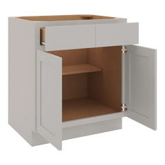 CNC Luxor Misty Grey 30" W 2 Drawer Double Door Base Cabinet