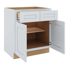 J&K White Shaker S8 Double Door Standard Base Cabinet - 30" W