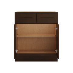 CNC Luxor Espresso 30" W 2 Drawer Double Door Base Cabinet
