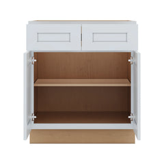 J&K White Shaker S8 Double Door Standard Base Cabinet - 30" W