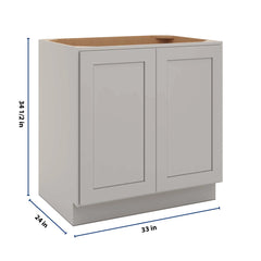 CNC Luxor 5-Piece Misty Grey 33" W Full Height Double Door Base Cabinet W/ 1 Pullout Shelf
